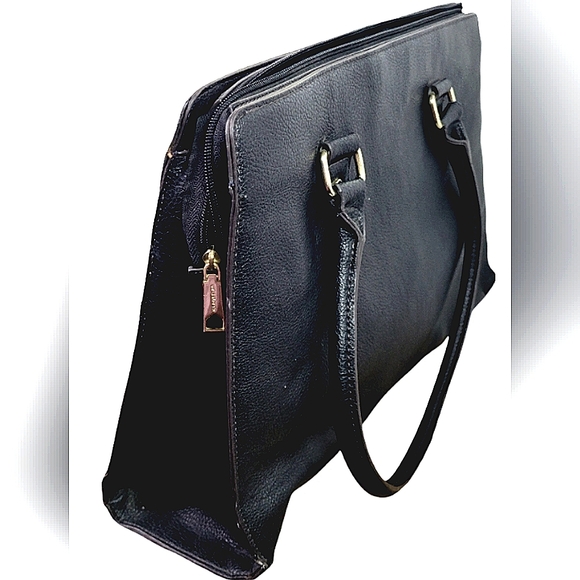 Liz Claiborne Black Laptop Bag Briefcasw with Structured Pebbled Design - Picture 6 of 16